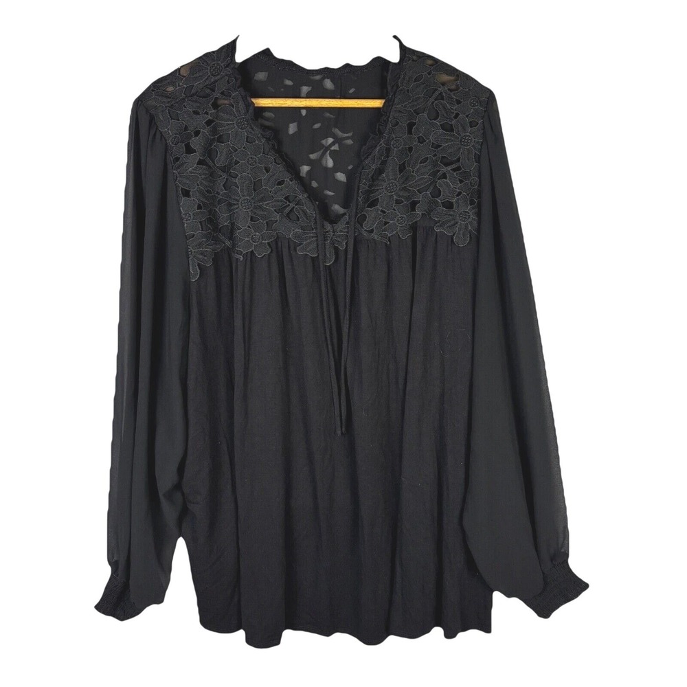 Torrid Super Soft Women Lace Whimsigoth Witchy Tunic Blouse 3XL Long sleeve Knit